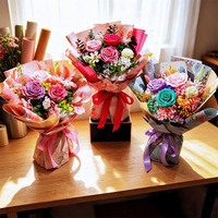 AM-PFI25 Ammy Bouquet de roses éternelles, fleurs de mariage, bouquet de roses éternelles pour la Saint-Valentin, décoration d'événements
