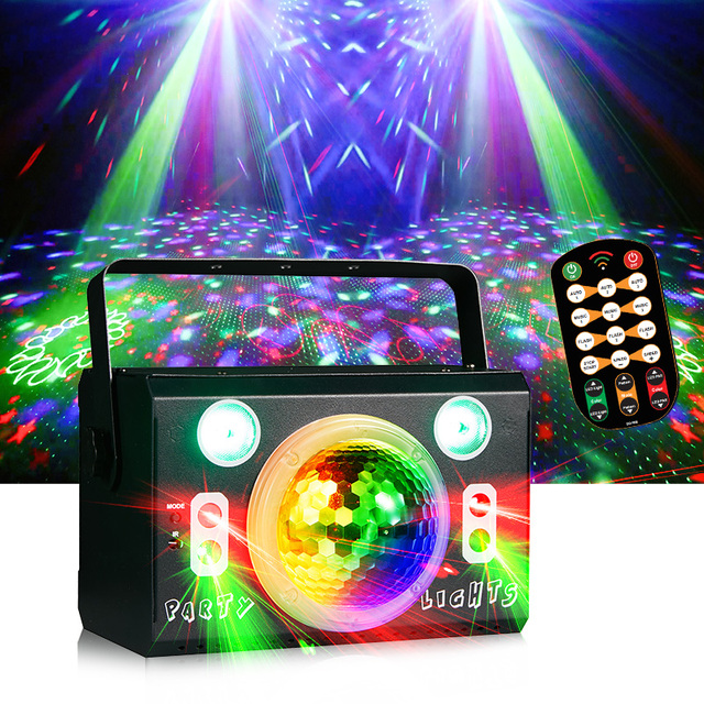 Disco Party Lights Four Head Laser LED DMX512 Sound Activated Remote Control Auto Run DJ KTV Bar Club Wedding Stage Projector