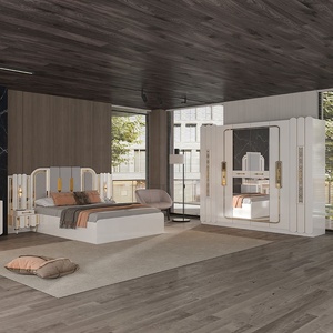 Nuevo Juego de Dormitorio de Lujo en MDF con Almacenamiento, Camas Tapizadas, Acabado Brillante, Estilo Europeo Turco, Tamaño King 009 - Product Image 1