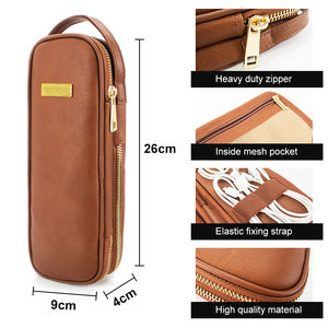 Portátil logotipo personalizado viaje Cable accesorio almacenamiento organizador bolsas cuero genuino Tech Kit bolsa - Product Image 4