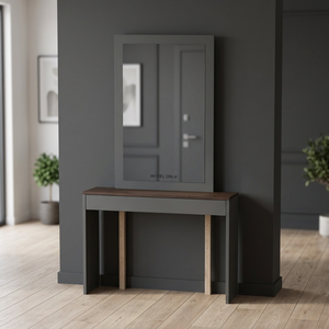 FURNIZONE OEM 1516-V Premium Quality Contemporary Freestanding Dresser <b>Vanity</b> Mirror Storage Luxury Dark Grey HD Bedroom - Product Image 3