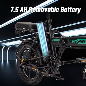 <span class=keywords><strong>Vélo</strong></span> électrique multifonction pliable, <span class=keywords><strong>vélo</strong></span> de ville BK5, 16 <span class=keywords><strong>pouces</strong></span>, moteur sans balais à moyeu arrière, batterie au lithium 3 vitesses, batterie amovible 350W - Product Image 6
