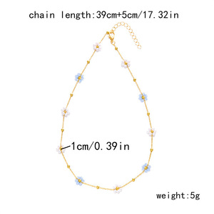 <span class=keywords><strong>Collana</strong></span> Girocollo Delicata con Fiore <span class=keywords><strong>di</strong></span> Perle, Placcata in Oro 18K, Materiale in Lega Impermeabile, Ciondolo a Margherita per Donne - Product Image 3