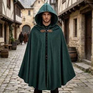 Capa Medieval <span class=keywords><strong>Verde</strong></span> Bosque con Capucha y Cierre de Hebilla, Capa de Cosplay de El Señor de los Anillos para Adultos, Halloween - Product Image 3