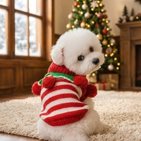 Pull confortable pour animaux de compagnie pour Noël et l'hiver, en acrylique, rayé rouge et vert, costume de fête pour chiot et chaton