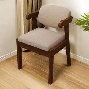 Nueva Silla de Comedor Moderna Nórdica Francesa Simple de Madera Maciza con Reposabrazos Tapizados en Cuero para Hogar, Oficina, <span class=keywords><strong>Sala</strong></span> de Estar y Hoteles L104 - Product Image 1