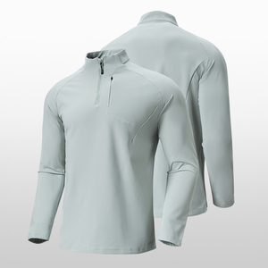 Camiseta Deportiva de Manga Larga para Hombre, Corte Ajustado, Secado Rápido, Media Cremallera, Cuello Alto, Estilo Polo, con Logotipo Personalizado Tejido, Color Sólido, Talla Grande, Informal - Product Image 3