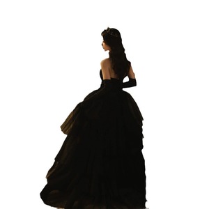 Black Strapless Velvet Evening Gown Empire Waist Ball Gown Simple Fashion Adult Party Dress - Product Image 5