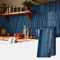 Autocollant de carrelage 3D bleu cobalt à coller, 4,72x9,68 pouces, étanche, en gel 3D, pour crédence de cuisine domestique