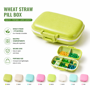 Weekly Pill Organizer Double Layer <b>Wheat</b> Straw Medicine Box Moisture-Proof Portable Vitamin Case for Daily Health Management - Product Image 4