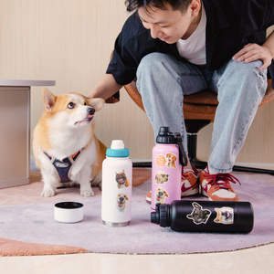 Everich Thiết kế xách tay 32 oz <span class=keywords><strong>2</strong></span> trong 1 thép không gỉ cách điện Dog chai nước lưu trữ Jar - Product Image 4