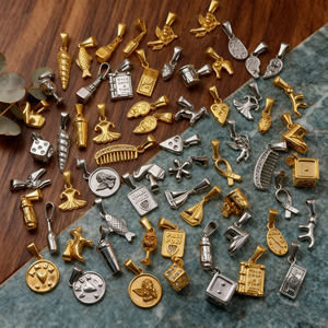 미니멀리스트 DIY 목걸이 펜던트, 18K 골드 도금 방수 깨진 하트 아모르 참 커피 컵 피자 프레첼 음식 참 펜던트 - Product Image 5