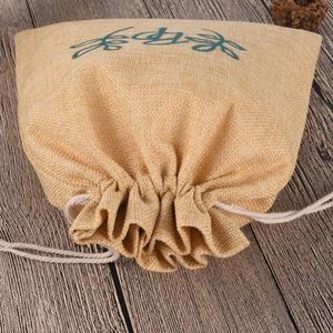Wholesale Reusable Linen Pouch Burlap Shopping Bag Eco-friendly Drawstring Gift Bag With Custom Printed Logo - Product Image 5
