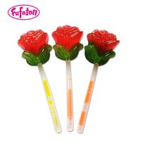 Bâton fluorescent en forme de rose, sucettes scintillantes aux fruits douces, 1 pièce