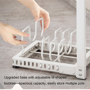 6 Tier Heavy Duty Adjustable Height Kitchen Storage Fits up to 12 Inch Cookware Under Cabinet Pots and <b>Pans</b> <b>Lids</b> Organizer Rack - Product Image 3