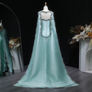 Jancember LSZ503 Abito da Sera di Lusso Verde Menta in Raso Stile Sirena con Scialle per Feste - Product Image 3