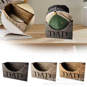 Porte-chapeaux en bois massif pour papa, boîte de rangement de bureau rectangulaire avec découpe semi-circulaire, cadeau pour la fête des pères - Product Image 5