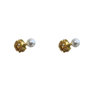 Pearl Flower Stud <b>Earrings</b> AAA Round White Zinc Alloy Claw Setting Women's Everyday Wear - Product Image 5