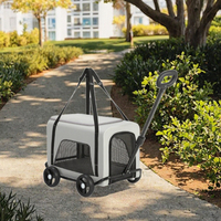 Poussette pliable pour animaux de compagnie JXB Fashion en aluminium à 4 roues, durable, légère, portable, facile à pousser et à ranger pour les voyages et l'usage quotidien