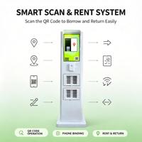 Mesin Penyewaan Power Bank 21 Inch untuk Luar Ruangan, Tahan Air, Pengisi Daya Ponsel, Kios Power Bank