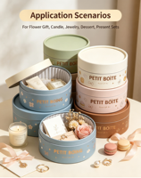 Biodegradable Handmade Eco-Friendly Recycled Art Paper Customizable Size Gift Box for Cookies Desserts Snacks Ribbon Handles