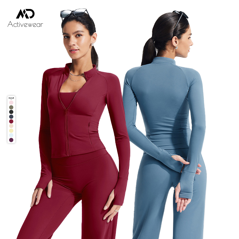 Women's Hot Selling Yoga Wear Jacket Stand Collar Slim Breathable Jacket Sports Top Long Sleeve Zipper Cycling Fitness Wear