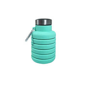 Bouteilles de voyage pliables personnalisées en gros gratuites, bouteille d'eau en silicone pliable portable pour le sport en plein air avec poignée - Product Image 2