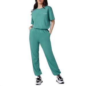 Custom Women's Loose Casual Two-Piece Summer <b>Set</b> Sports Wear T-<b>Shirt</b> <b>and</b> Solid Pattern <b>Trousers</b> Plain Dyed Leisure <b>Set</b> - Product Image 6