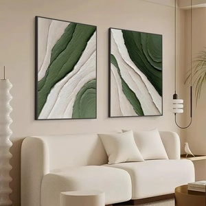Verdant Flow - Pintura Decorativa Abstracta Texturizada Verde en 3D, Arte de Pared Abstracto Pintado a Mano, Decoración de Pared sin Marco, Pinturas Decorativas Medianas - Product Image 4