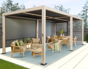 <span class=keywords><strong>Pergola</strong></span> motorisée rétractable <span class=keywords><strong>pour</strong></span> les terrasses de toits d'appartements offrant une protection solaire réglable tout au long de la journée - Product Image 2