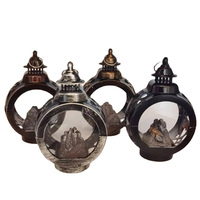 Décoration veilleuse ronde feu de joie vent lampe atmosphère article décoratif LED petite lampe à vent