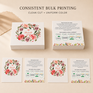 Cartes de remerciement avec motif couronne de roses aquarelle, cartes imprimées multi-floraux pour rappel de commentaires sur les commandes des petites entreprises - Product Image 5