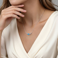 Collier chaîne à maillons en argent sterling 925 avec pierres précieuses turquoise et topaze bleue, bijoux minimalistes pour femmes, bijoux de fête