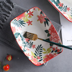 Service de vaisselle en céramique à motif de fleurs rouges, vente en gros, vaisselle, vaisselle en porcelaine - Product Image 4