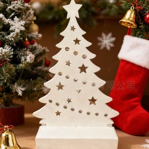 Ornement en bois en forme de sapin de Noël, découpé au laser, en peuplier, à suspendre, pour la décoration de la maison, de l'hôtel, du restaurant, décoration de Noël - Product Image 1