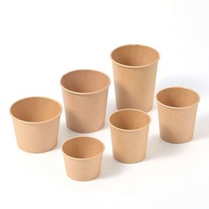 Multi Size Eco Friendly <b>Microwave</b> Safe Disposable Kraft Paper Food Bucket Porridge Soup Container for Congee Noodle Dessert - Product Image 1