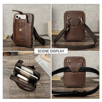 Sac bandoulière vintage en cuir pleine fleur huilé pour homme, pochette de téléphone à porter à la ceinture pour téléphone portable 6,9'' et iPad 8,3''