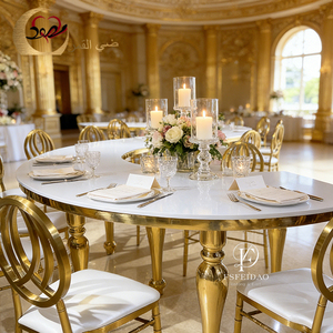 Lujoso marco de acero inoxidable cristal superior banquete Mesa serpentina boda - Product Image 4