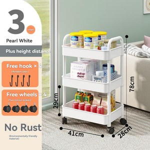 Carrito de Almacenamiento Rodante de Plástico de 345 Niveles con Asa, Carro de Almacenamiento Multifuncional, Organizador de Almacenamiento Móvil con Ruedas, Negro - Product Image 6