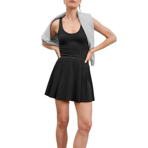 Nuevo traje de fitness ahueca hacia fuera la falda de tenis sin espalda con sujetador incorporado plisado con volantes dividido para evitar mirar el vestido base - Product Image 1