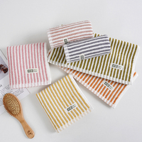 Serviette de toilette en fibre de bambou à rayures, serviette de lavage à séchage rapide, serviette pour les mains, serviette faciale ultra douce, serviette de beauté pour la salle de bain