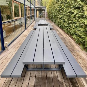 Vente en gros d'usine Table de patio d'extérieur Table et banc en bois pour <span class=keywords><strong>restaurant</strong></span> Table de pique-nique moderne en bois avec banc - Product Image 1
