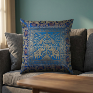 Offre Spéciale 100% housses de coussin carrées ethniques en soie oeuvre brodée artisanale pour canapés technique de broderie d'élite - Product Image 3