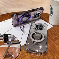Étui de téléphone portable antichoc avec anneau magnétique brillant électroplaqué pour Xiaomi Redmi Note 15 Pro Note 14 13 12 Pro