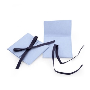 Hot Bán Biểu Tượng Tùy Chỉnh Chất Lượng Cao Màu Xanh Đồ Trang Sức Pouch Nút Phong Bì Với Ribbon <span class=keywords><strong>Bow</strong></span> Bông Tai Quà Tặng Đóng Gói Túi Nhung - Product Image 5