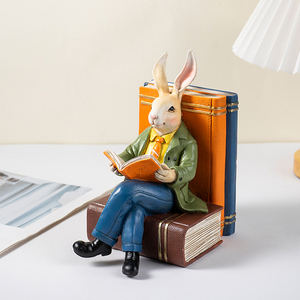 Nhựa Phục Sinh Bunny Bức Tượng Dễ Thương Đọc Thỏ Điêu Khắc Nhựa Thủ Công Mỹ Nghệ Cho Nhà Trang Trí Kỳ Nghỉ - Product Image 2