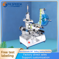 Machine d'étiquetage semi-automatique FK616 pour gobelets, machine d'application d'étiquettes coniques pour gobelets à jus