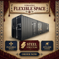 Contenedor Espacial Flexible de 40 PIES/12m, Edificio Prefabricado de Acero, Casa Pequeña Expandible
