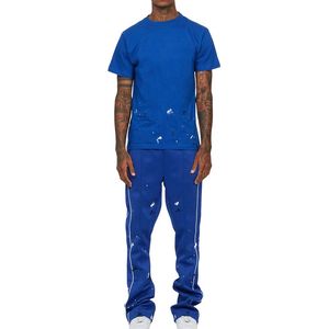 Custom Streetwear Summer Stacked Joggers Set Hombres Flared Chándal Camiseta de manga corta Chándal Conjunto - Product Image 2
