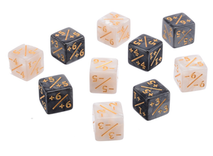 超小号 D6 骰子计数器 16 毫米亚克力珍珠色 +1/+1 -1/-1 白色黑色直角方形设计中国制造 - Product Image 2